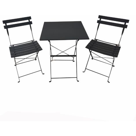 Set pieghevole in ferro 2 sedie + 1 tavolo quadrato