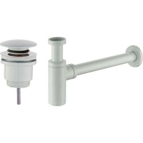 Set piletta e sifone standard bianco opaco modello tondo per lavandino Damast KITSCA2  Bianco opaco