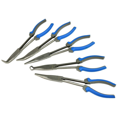 SET PINZE A BECCO LUNGO 280mm 5pz PUNTA DRITTA PIEGATA MECCANICO G000827