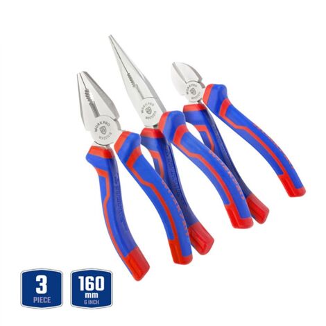 Set pinze Workpro 3 pezzi impugnatura bimateriale resistente corrosione