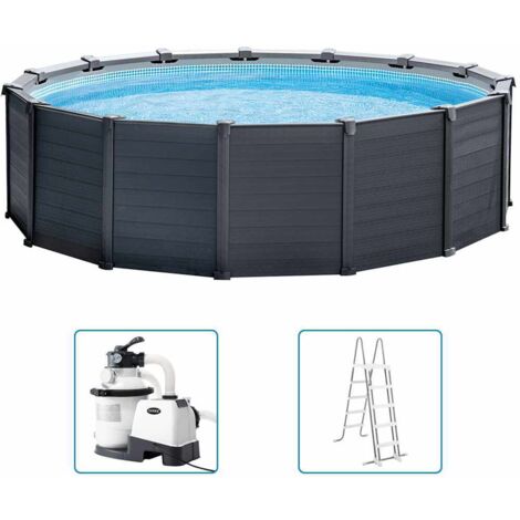 Set Piscina Fuori Terra Graphite Gray Panel 478x124 cm INTEX