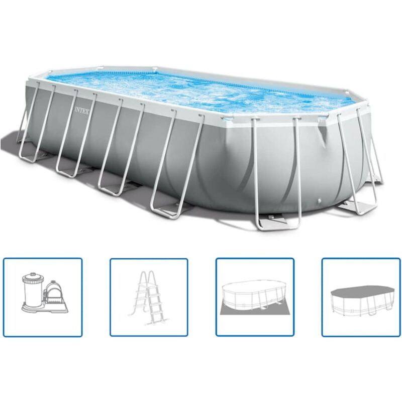 Intex - Set Piscina Ovale Prism Frame 610x305x122 cm