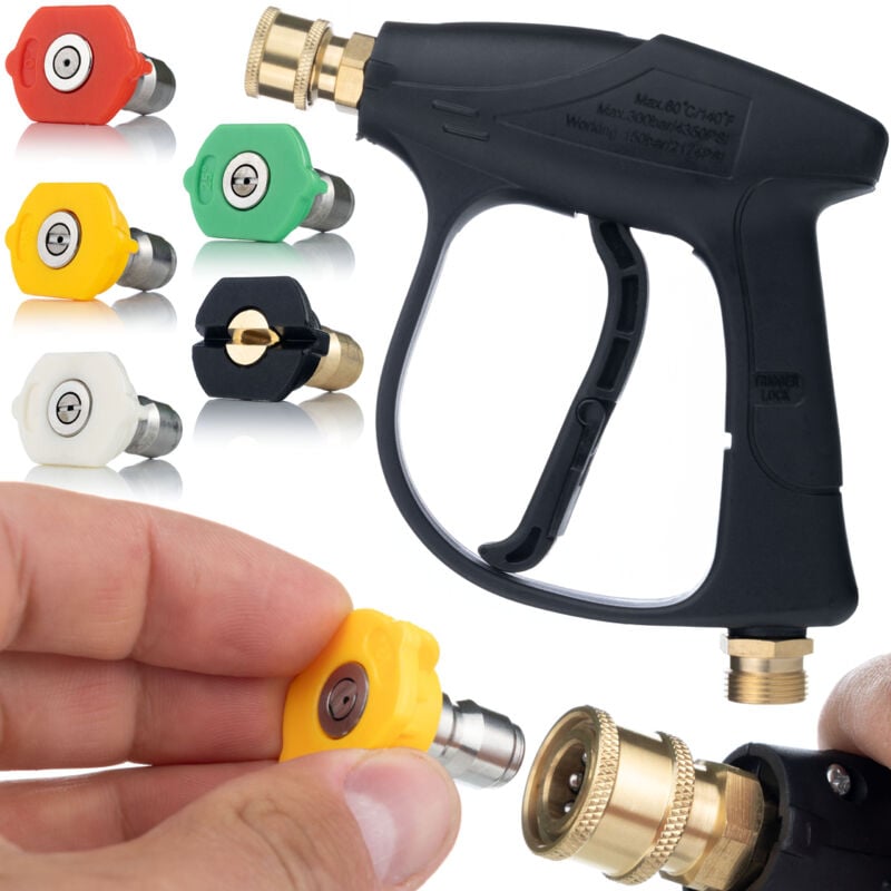 Image of Set pistola idropulitrice 4350PSI 22mm + Rosfix Set 5 ugelli ad attacco rapido per idropulitrice (0°, 15°, 25°, 40°, 60°)