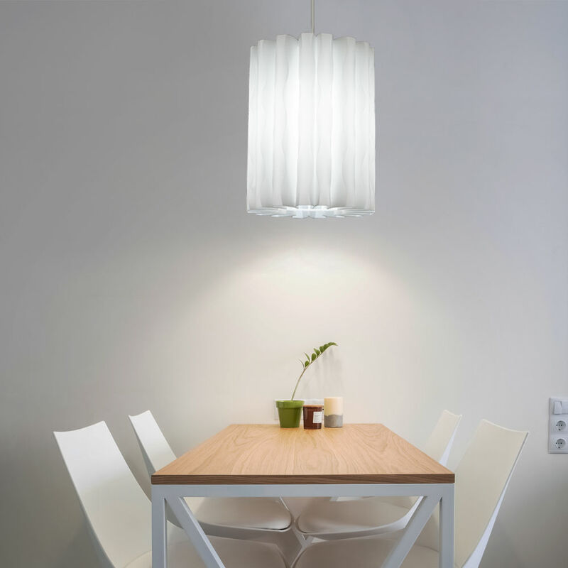 Image of Etc-shop - Lampada a sospensione ondulata sala da pranzo luce bianca lampada a sospensione soggiorno, plastica, led 6W 495Lm bianco caldo, DxH 37x135