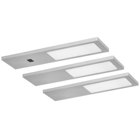 Set PLANA di 3 lampade LED sottopensile, 3x4W, 3x240lm, 4000K, con interruttore touchless, grigio