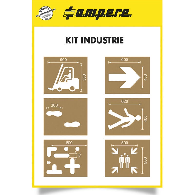 FP - Ampere, Jeu de pochoirs, industrie, 6 pochoirs, en carton
