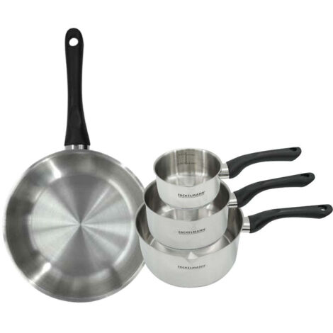 Set poêle 28 cm et 3 casseroles 12 16 et 20 cm en inox Fackelmann Geneva