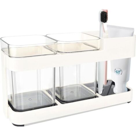 Set porta spazzolini grande, organizer per spazzolini con 2 tazze, 4 scomparti per spazzolini, porta spazzolini e porta dentifricio per organizzare
