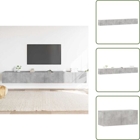 Set porta TV - vidaXL Set di Mobili Porta TV 3 pz Grigio Cemento in Legno Multistrato - Mobili a parete