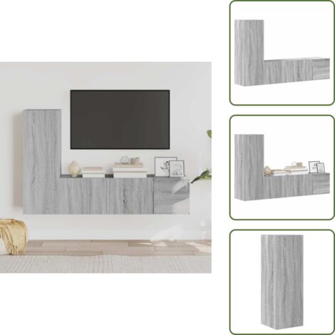 Set porta TV - vidaXL Set Mobili Porta TV 3 pz Grigio Sonoma in Legno Multistrato -