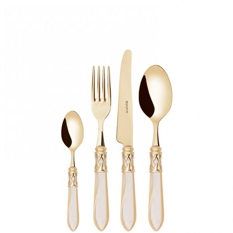 Set posate 24 pezzi in scatola Compact Aladdin gold Avorio Madreperla Bugatti