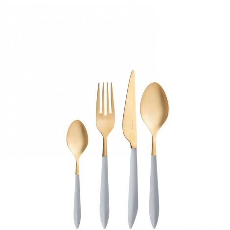 Set posate 24 pezzi in scatola Compact Ares Gold Grigio Opaco Bugatti