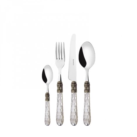 Set posate 24 pezzi in scatola Compact Cristallo ghiera argento antico Trasparente Trasparente Bugatti