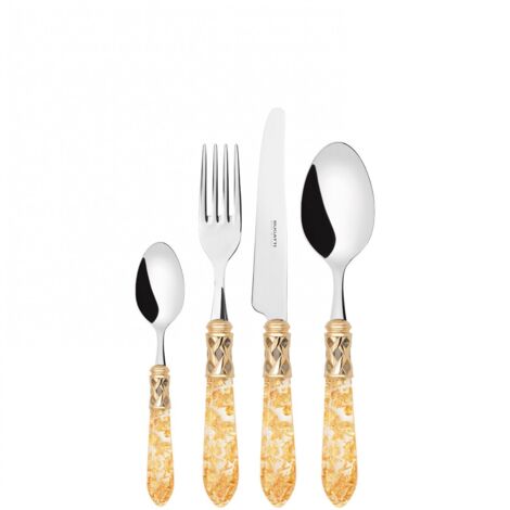 Set posate 24 pezzi in scatola Gallery Aladdin ghiera dorata Pagliuzze Oro Trasparente Bugatti