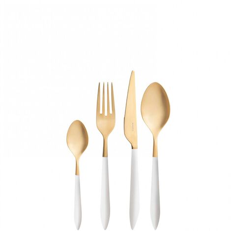 Set posate 24 pezzi in scatola Gallery Ares Gold Bianco Opaco Bugatti