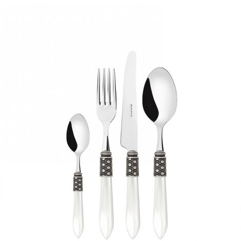 Set posate 24 pezzi in scatola Gallery Optical ghiera argento antico Bianco Madreperla Bugatti