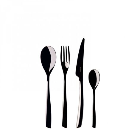 Set posate 24 pezzi in scatola Gallery Riviera Black Diamond Nero PVD Lucido Bugatti