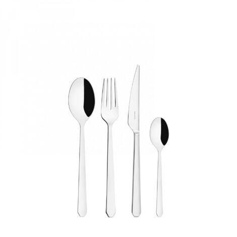 Set posate 24 pezzi in scatola regalo con finestra Ottagonale Acciaio Lucido Bugatti