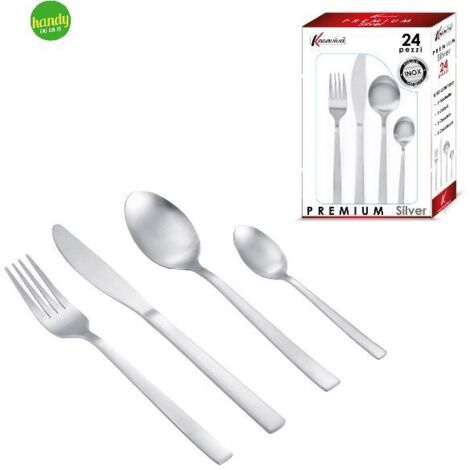 Set posate premium silver 24 pezzi Kasaviva