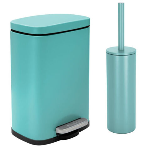 Set Poubelle à pédale 5L & Brosse Wc AKIRA Turquoise mat Spirella