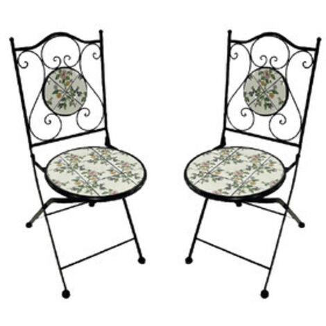 SET POUR EXTÉRIEUR JARDIN 2 CHAISES AVEC INSERTS EN CÉRAMIQUE MODÈLE "MONTECARLO"