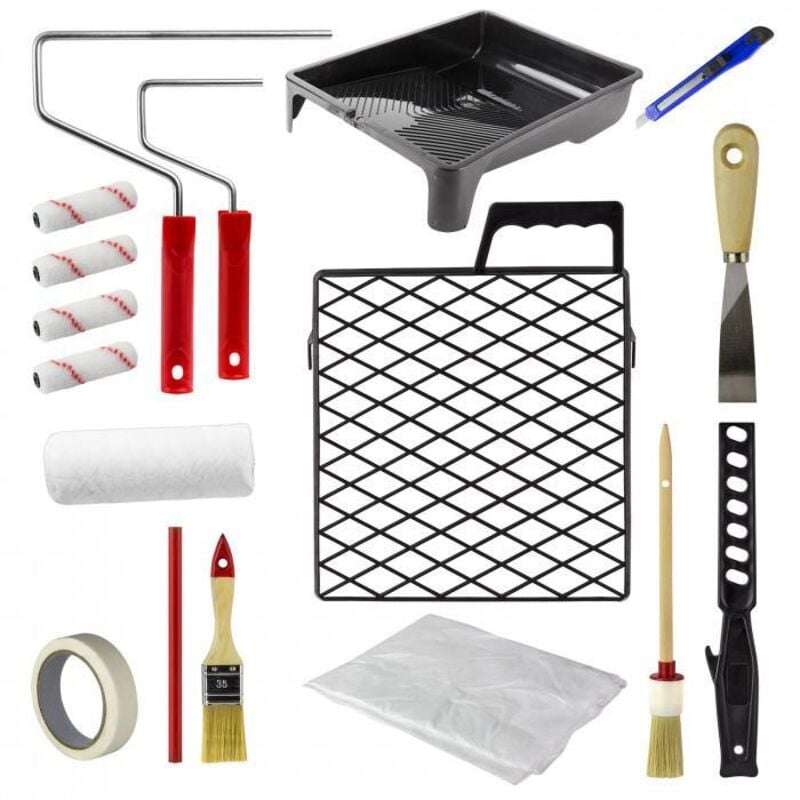 Dema - Set pour peinture 17 pièces - Bac, rouleau, pinceau, bâche