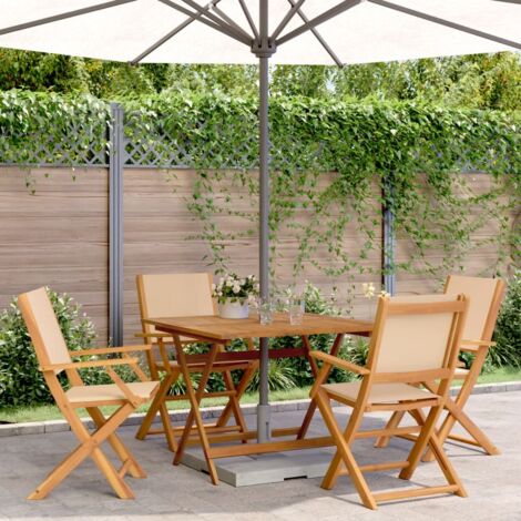 Set Pranzo da Giardino 5 pz Beige in Tessuto e Legno Massello vidaXL 643759