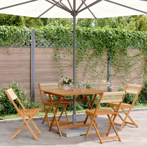 Set Pranzo da Giardino 5 pz Beige Polipropilene/ Legno Massello vidaXL