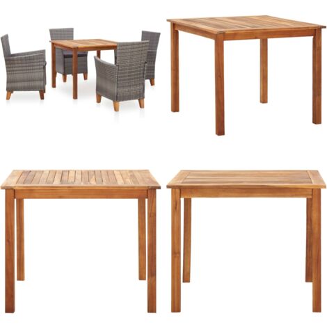 Set Pranzo da Giardino 5 pz Polyrattan e Legno d'Acacia Grigio - Tavolo da pranzo da esterno - Sedie da pranzo da esterno