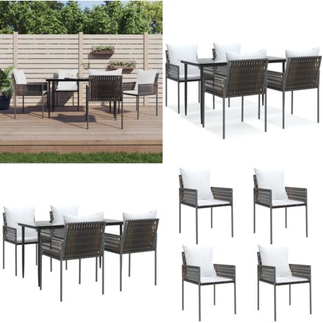 Set Pranzo da Giardino 5pz con Cuscini in Polyrattan e Acciaio - Tavolo da pranzo da esterno - Sedie da giardino