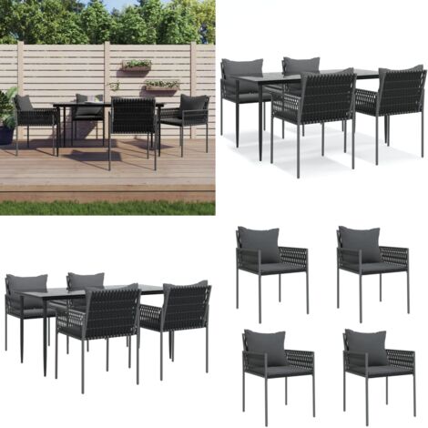 Set Pranzo da Giardino 5pz con Cuscini in Polyrattan e Acciaio - Tavolo da pranzo da esterno - Sedie da giardino