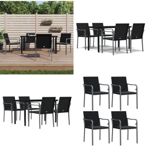 Set Pranzo da Giardino 5pz con Cuscini in Polyrattan e Acciaio - Tavolo da pranzo da esterno - Sedie da pranzo