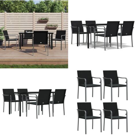 Set Pranzo da Giardino 5pz con Cuscini in Polyrattan e Acciaio - Tavolo da pranzo da esterno - Sedie da pranzo da giardino