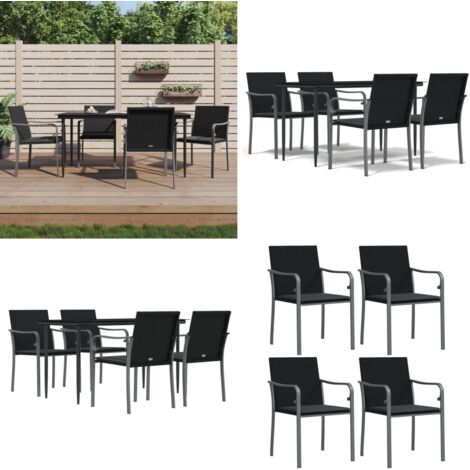 Set Pranzo da Giardino 5pz con Cuscini in Polyrattan e Acciaio - Tavolo da pranzo da esterno - Sedie da pranzo da giardino