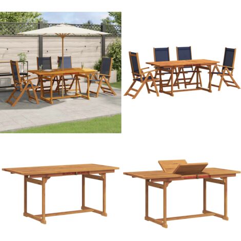Set Pranzo da Giardino 5pz Legno Massello di Acacia e Textilene - Sedie da giardino - Pranzo all'aperto