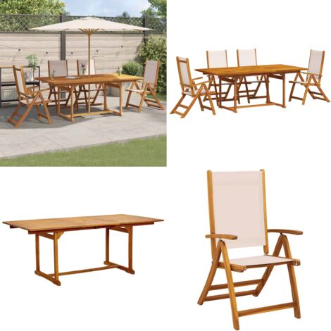 Set Pranzo da Giardino 5pz Legno Massello di Acacia e Textilene - Sedie da giardino - Pranzo all'aperto