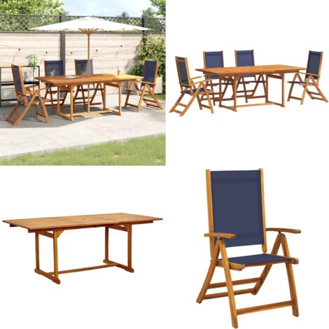 Set Pranzo da Giardino 5pz Legno Massello di Acacia e Textilene - Sedie da giardino - Pranzo all'aperto
