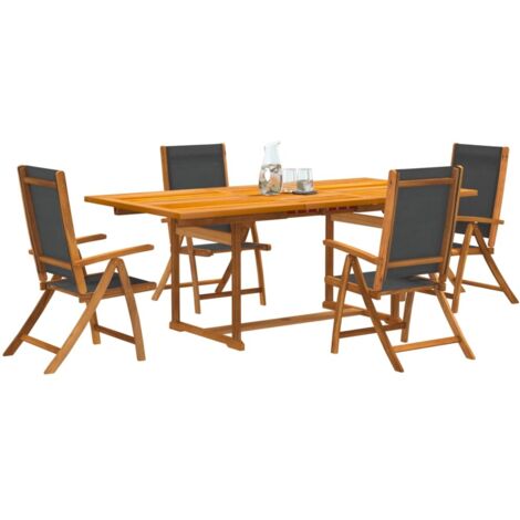 Set Pranzo da Giardino 5pz Legno Massello di Acacia e Textilene vidaXL