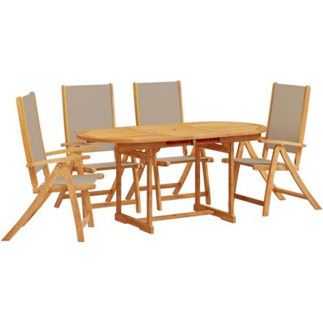 Set Pranzo da Giardino 5pz Legno Massello di Acacia e Textilene vidaXL