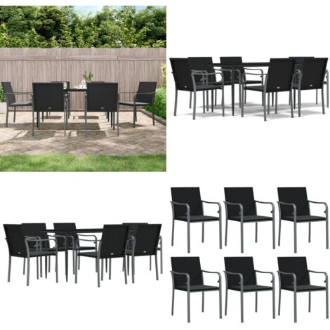 Set Pranzo da Giardino 7 pz con Cuscini in Polyrattan e Acciaio - Tavolo da pranzo da esterno - Sedie da giardino