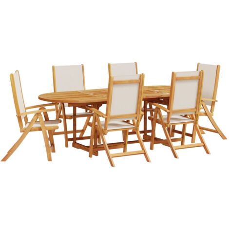 Set Pranzo da Giardino 7pz Legno Massello di Acacia e Textilene vidaXL