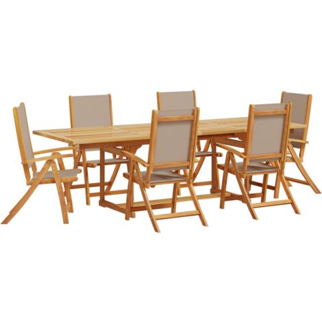 Set Pranzo da Giardino 7pz Legno Massello di Acacia e Textilene vidaXL