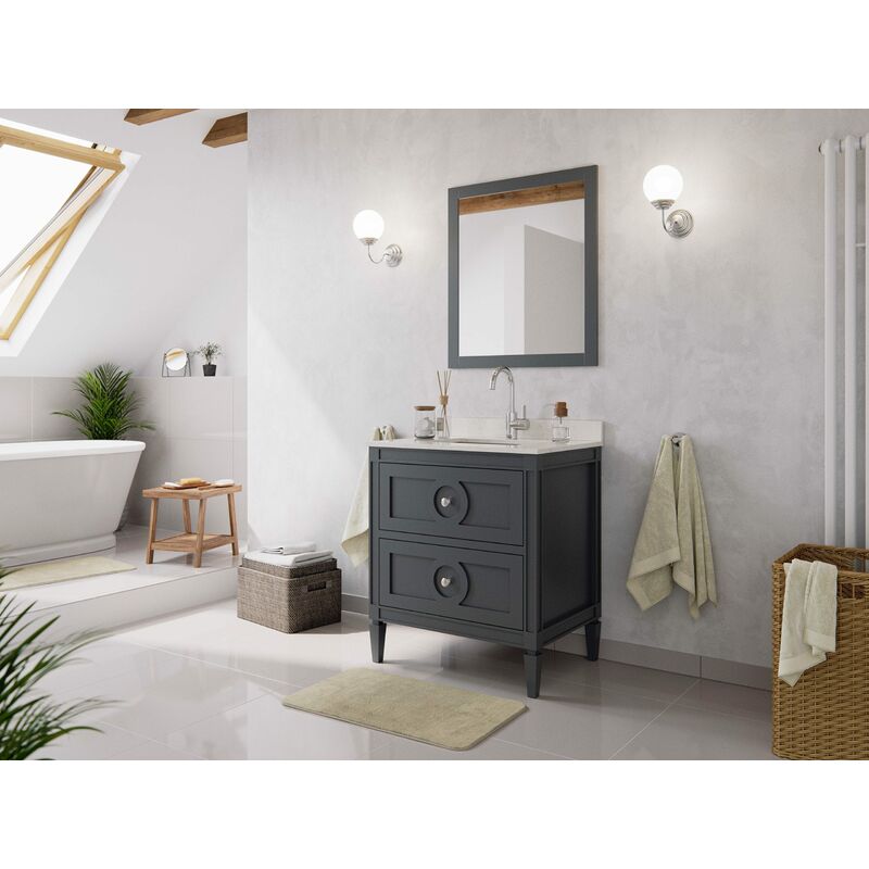 

Set premontado Lavanda 75 2P. estilo rústico gris madera barnizada cuarzo lav.