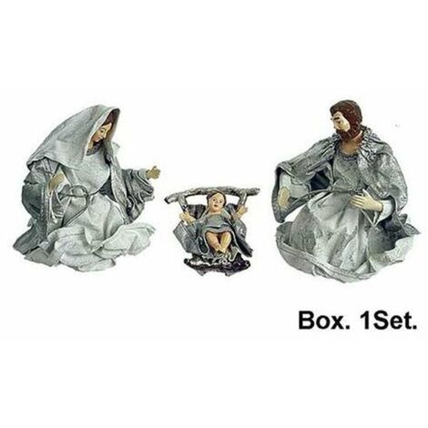 Set presepe natalizio 3 pezzi 20 cm - colore argento/bianco - decorazione addobbo natale