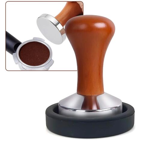 Set pressino per caffè da 51 mm, comprensivo di tappetino pressino e pressino di design.
