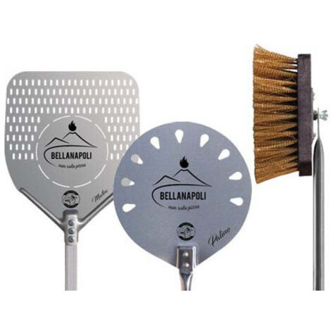 Set Profesional 2 Palas para Pan/Pizza + Cepillo de Cerdas de Latón Bella Napoli