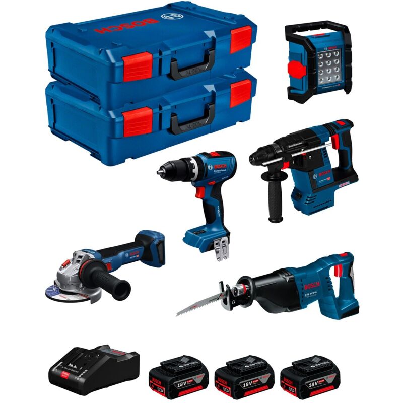 Bosch - Set professionale GSB+GBH+GWS+GSA+GLI+3x5+GAL, 3x 5,0 Ah e caricabatterie in xl-boxx