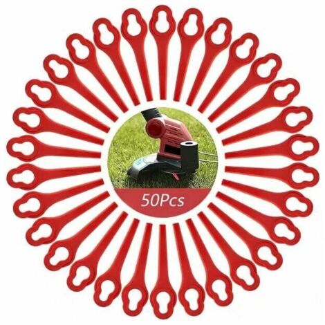 Set promocional con 50 cuchillas compatibles con el cortabordes Ferrex Aldi Far 20-i, cuchillas de repuesto para el cortabordes inalámbrico Ferrex L95 (13 x 8 mm, rojo)