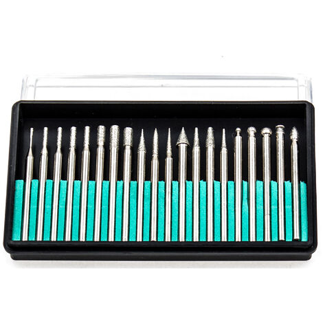 SET PUNTE FRESE 20pz DIAMANTE SMERIGLIATURA FRESATURA CONDOR