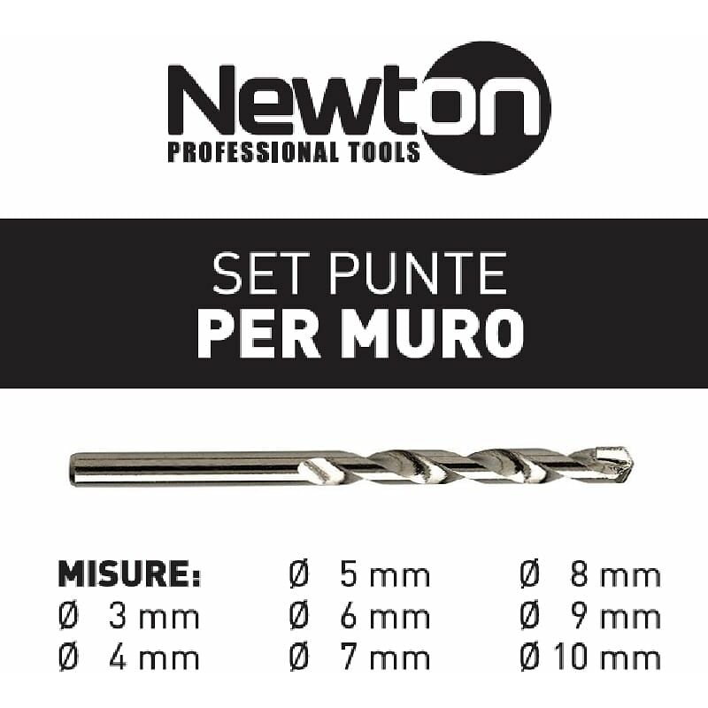 Set punte per cemento, 3-10 mm, 8 pezzi - Newton